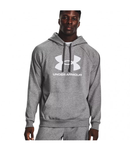 UNDER ARMOUR Rival Fleece Big Logo Ανδρική Φούτερ Με Κουκούλα - ΓΚΡΙ